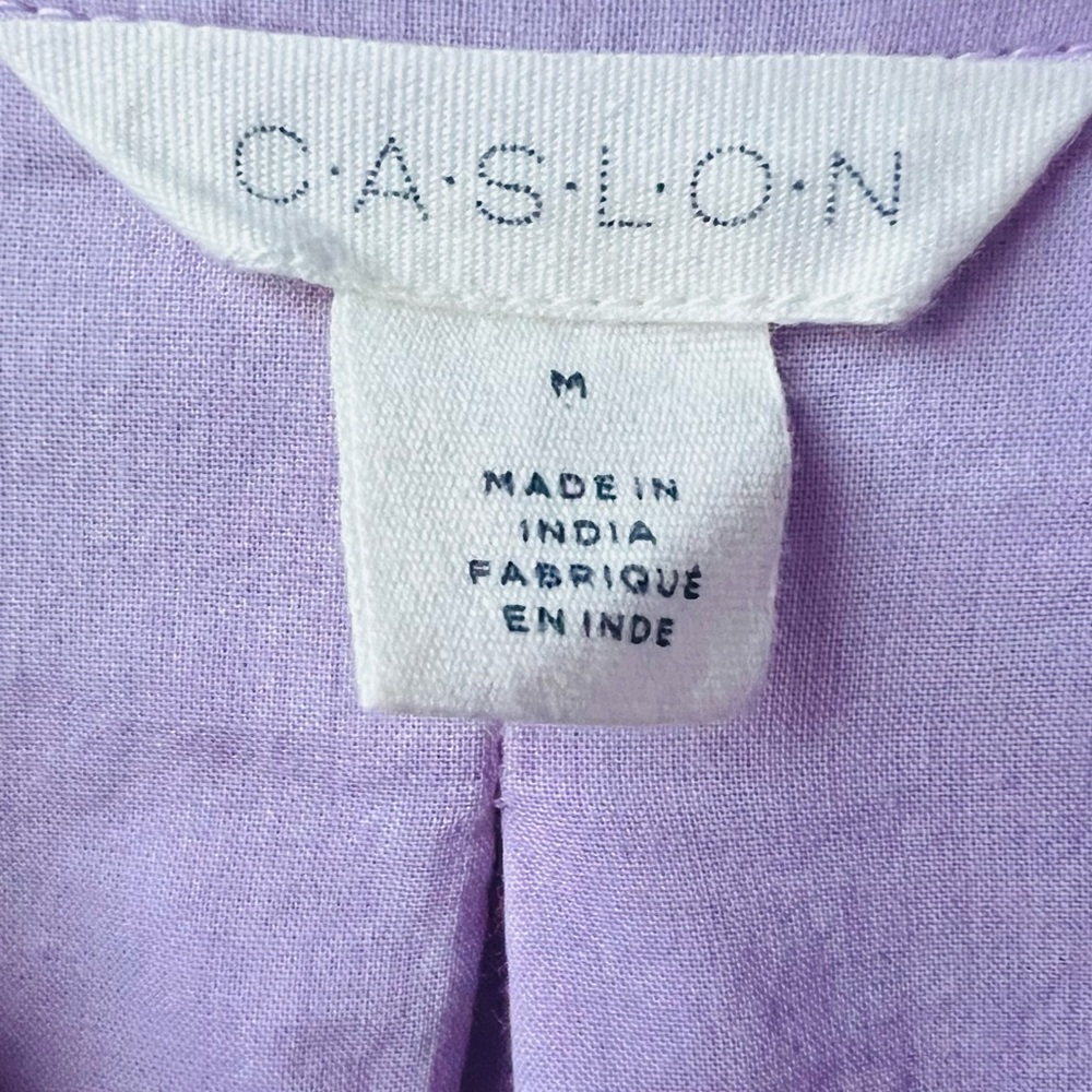 🆕 Solid Lilac Shirt 100% Cotton LS Buttons Up Back Slit Tunic M - Picture 9 of 11